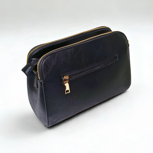 Black Faux Leather Shoulder Bag - MS-5918-Mos - Stile Donna Bags