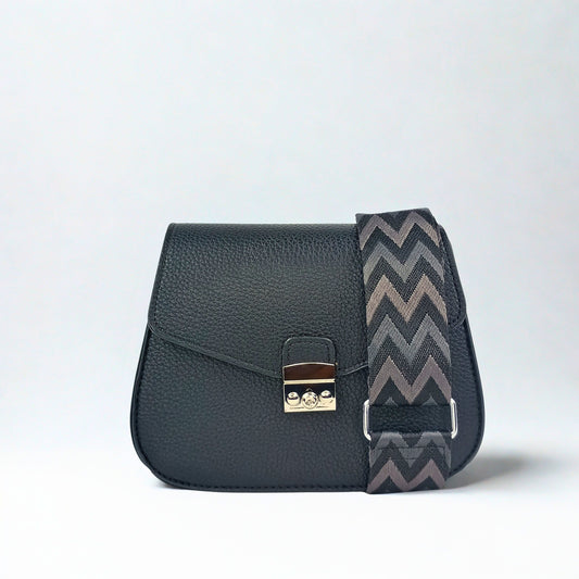 Black Leather Flap Bag - MS-9466 - Stile Donna Bags