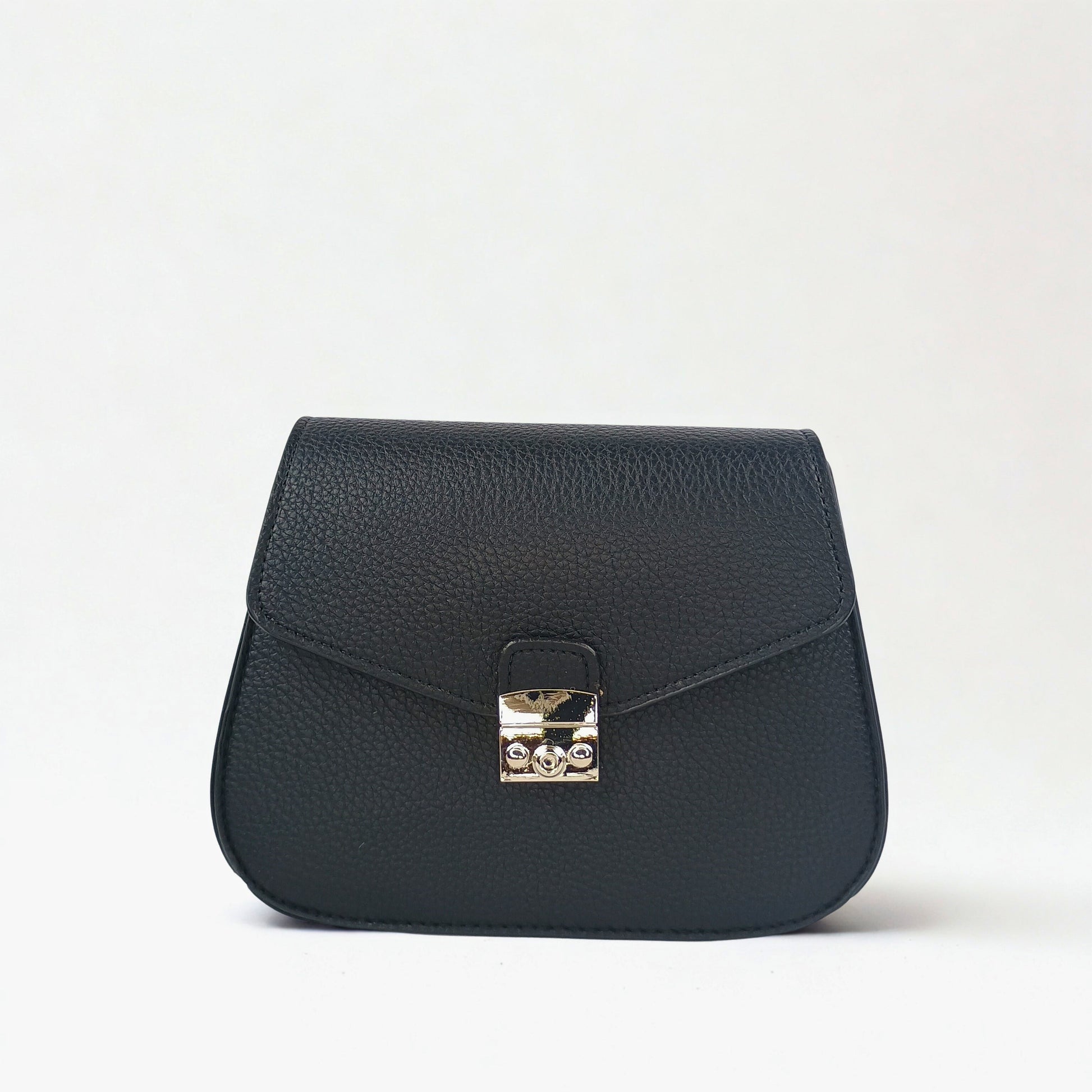 Black Leather Flap Bag - MS-9466 - Stile Donna Bags