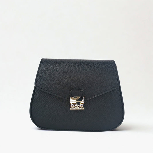 Black Leather Flap Bag - MS-9466 - Stile Donna Bags