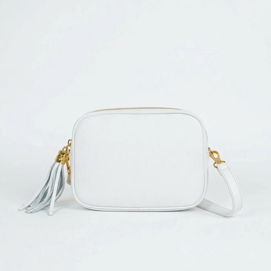 Borsa Crossbody in Vera Pelle con Tracolla Regolabile | Vista frontale | vera pelle | Bianco