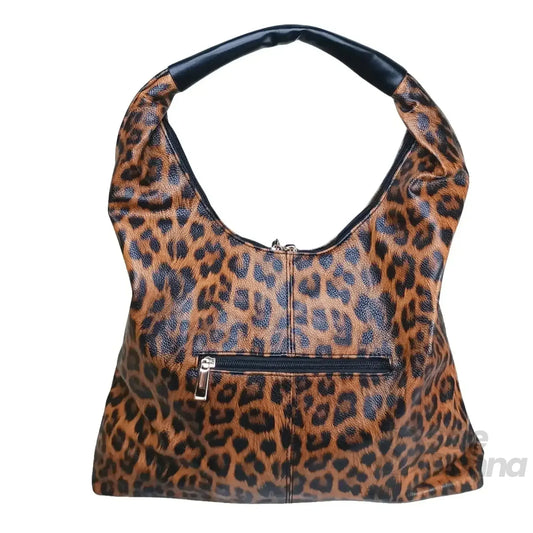 Stile Donna borsa hobo ecopelle leopardata – vista laterale