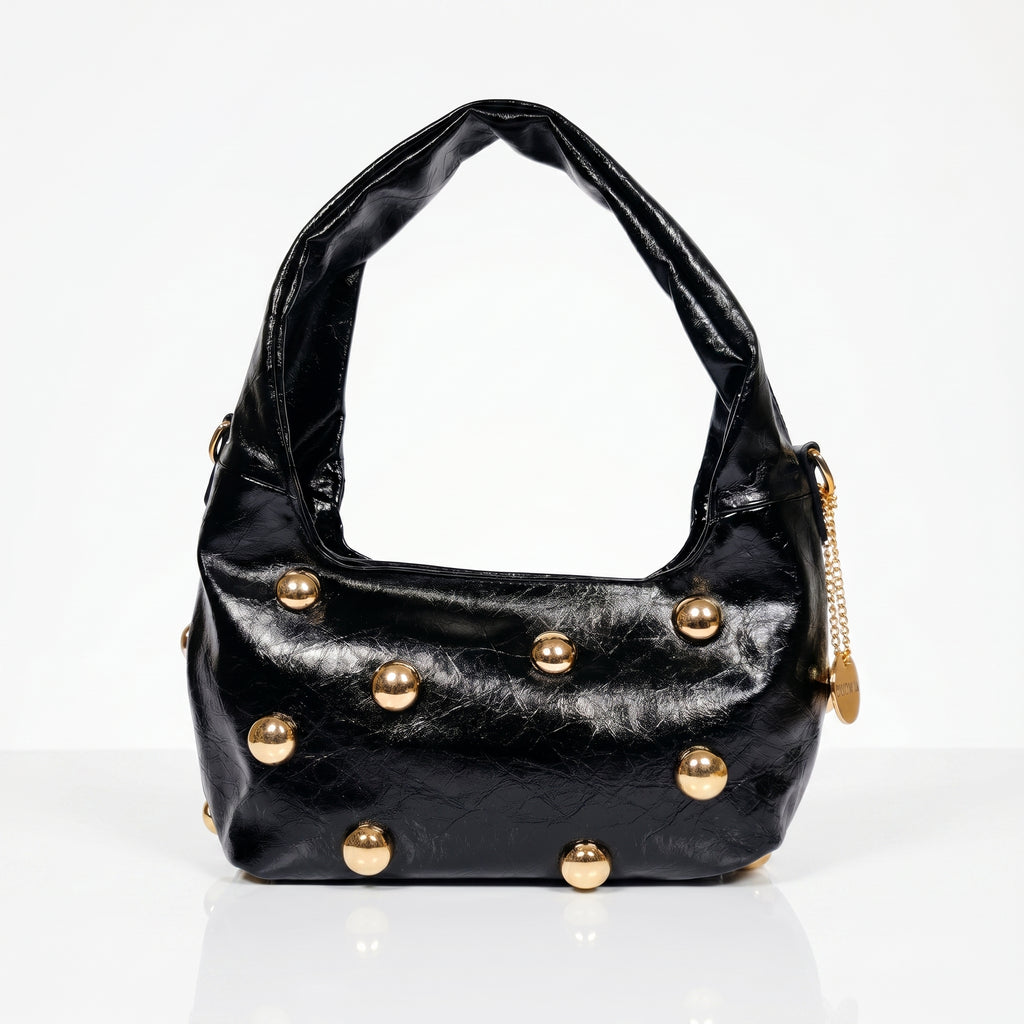 Coconuda Borsa Hobo Nera con Borchie Dorate - Stile Donna Bags