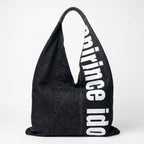 Borsa Hobo Tote in Denim con Stampa Grafica e Dettagli Dorati - Stile Donna Bags