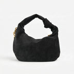 Borsa Hobo a Tracolla in Pelle Scamosciata con Dettagli Dorati Design Italiano - Stile Donna Bags