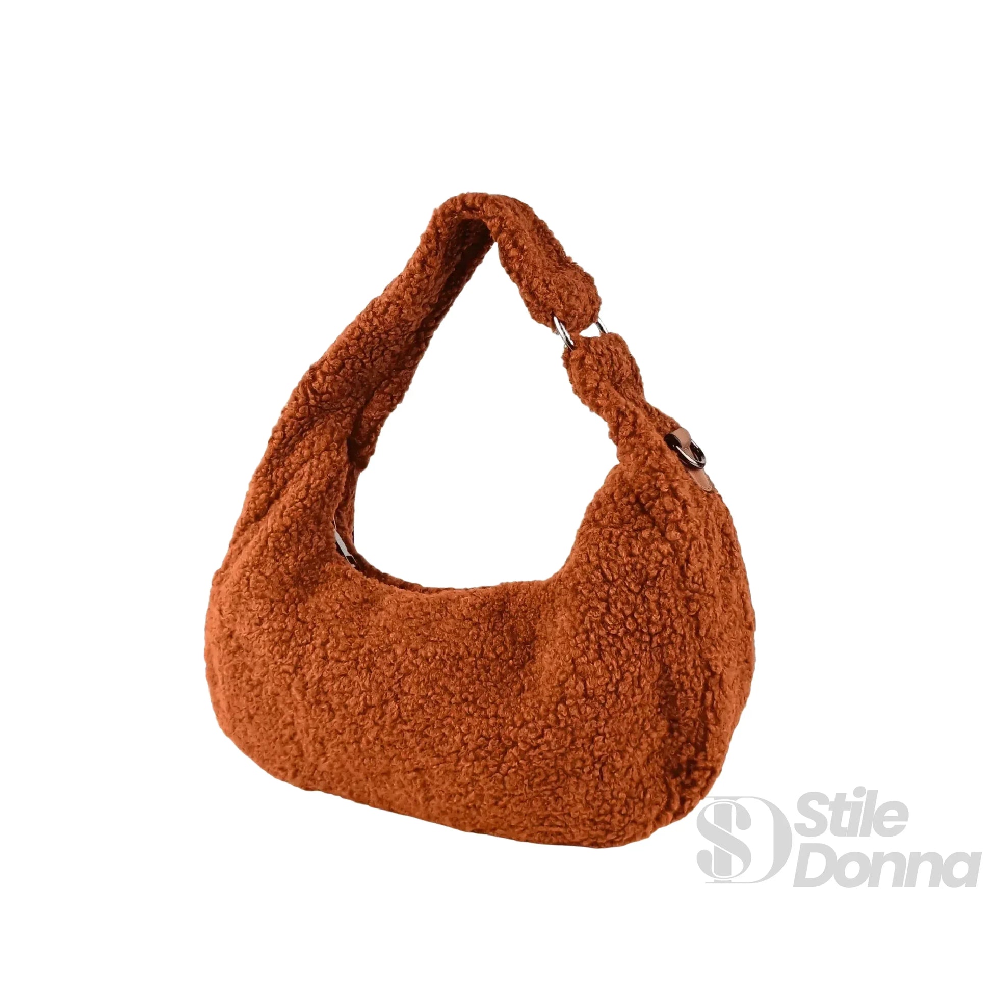 Stile Donna borsa hobo finta pelle di pecora ruggine – dettaglio esterno