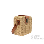 Borsa Intrecciata a Scatola in Paglia e Ecopelle - Stile Donna Bags