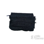 Borsa Nera con Manico Intrecciato in Tessuto Testurizzato e Ecopelle con Tracolla Regolabile - Stile Donna Bags