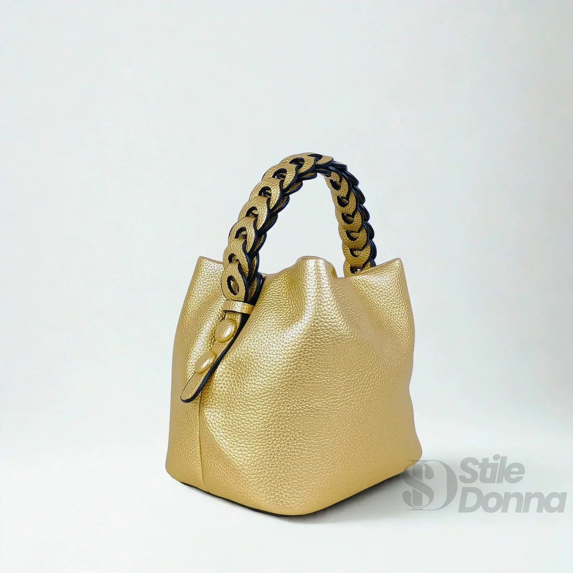 Stile Donna borsa secchiello ecopelle manico intrecciato – vista supplementare 8