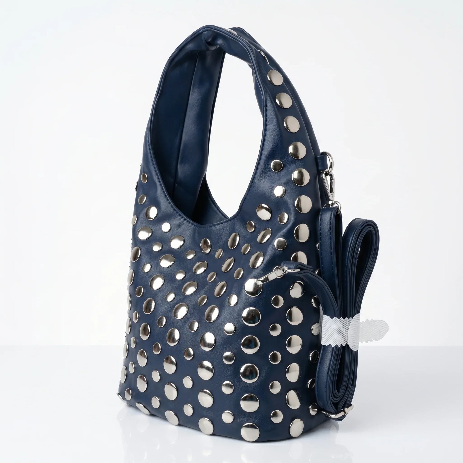 Stile Donna borsa Silver Dot media ecopelle blu – con accessori