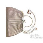 Borsa Soft Pouch con Strass Cristallo Dorato e Tracolla - Stile Donna Bags