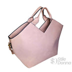 Borsa Tote Elegante in Ecopelle Rosa con Chiusura a Cerniera - Stile Donna Bags