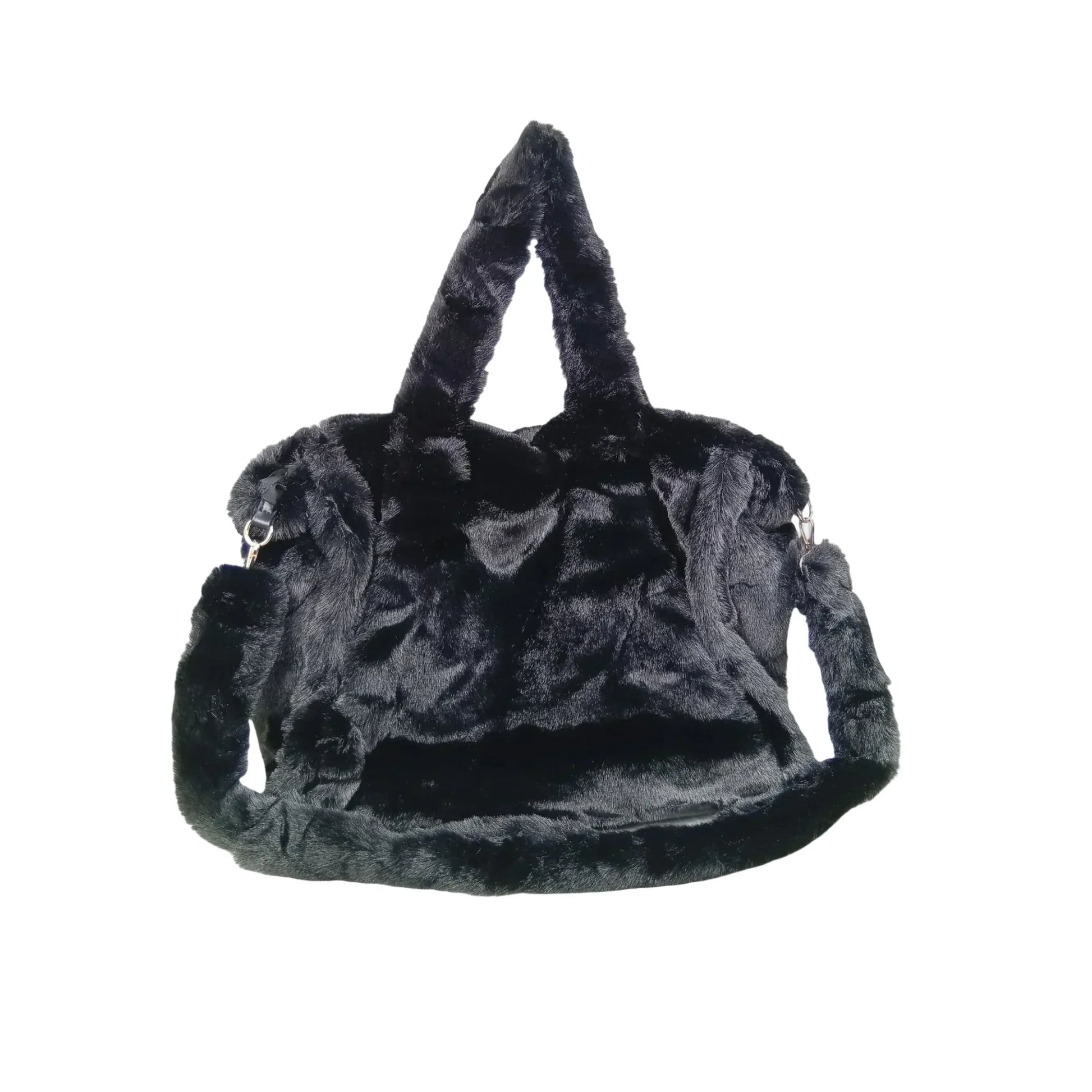 Stile Donna borsa tote pelliccia sintetica color crema – vista posteriore