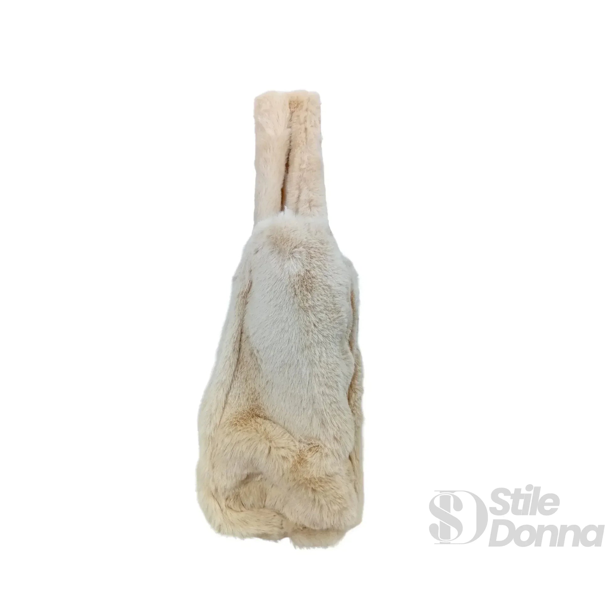 Stile Donna borsa tote pelliccia sintetica crema – dettaglio manico