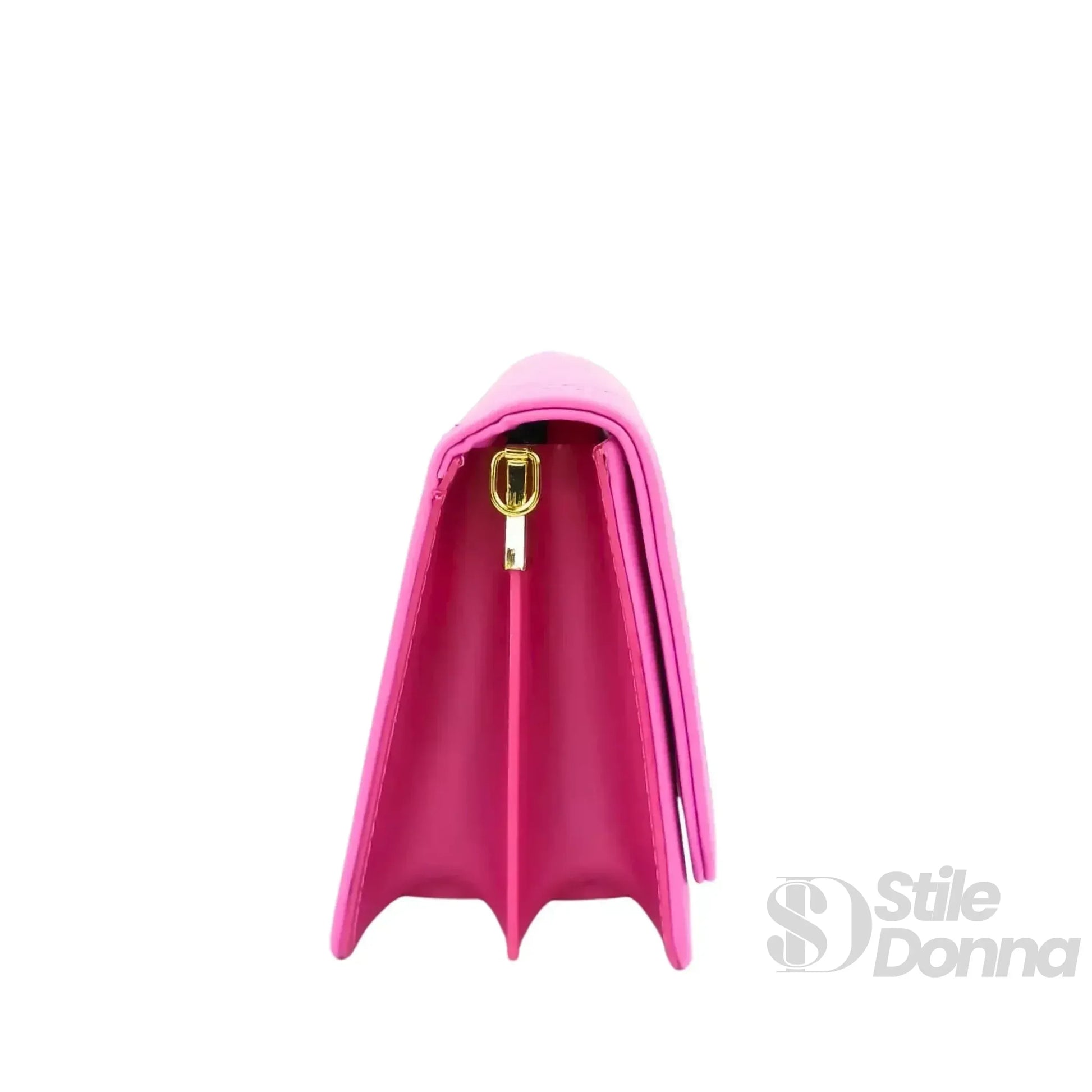 Stile Donna borsa trapuntata ecopelle nera design triangoli – dettaglio tracolla
