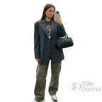 Borsa a Cilindro Intrecciata in Ecopelle Nera con Fodera Microfibra - Stile Donna Bags