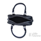 Borsa a Cilindro Intrecciata in Ecopelle Nera con Fodera Microfibra - Stile Donna Bags