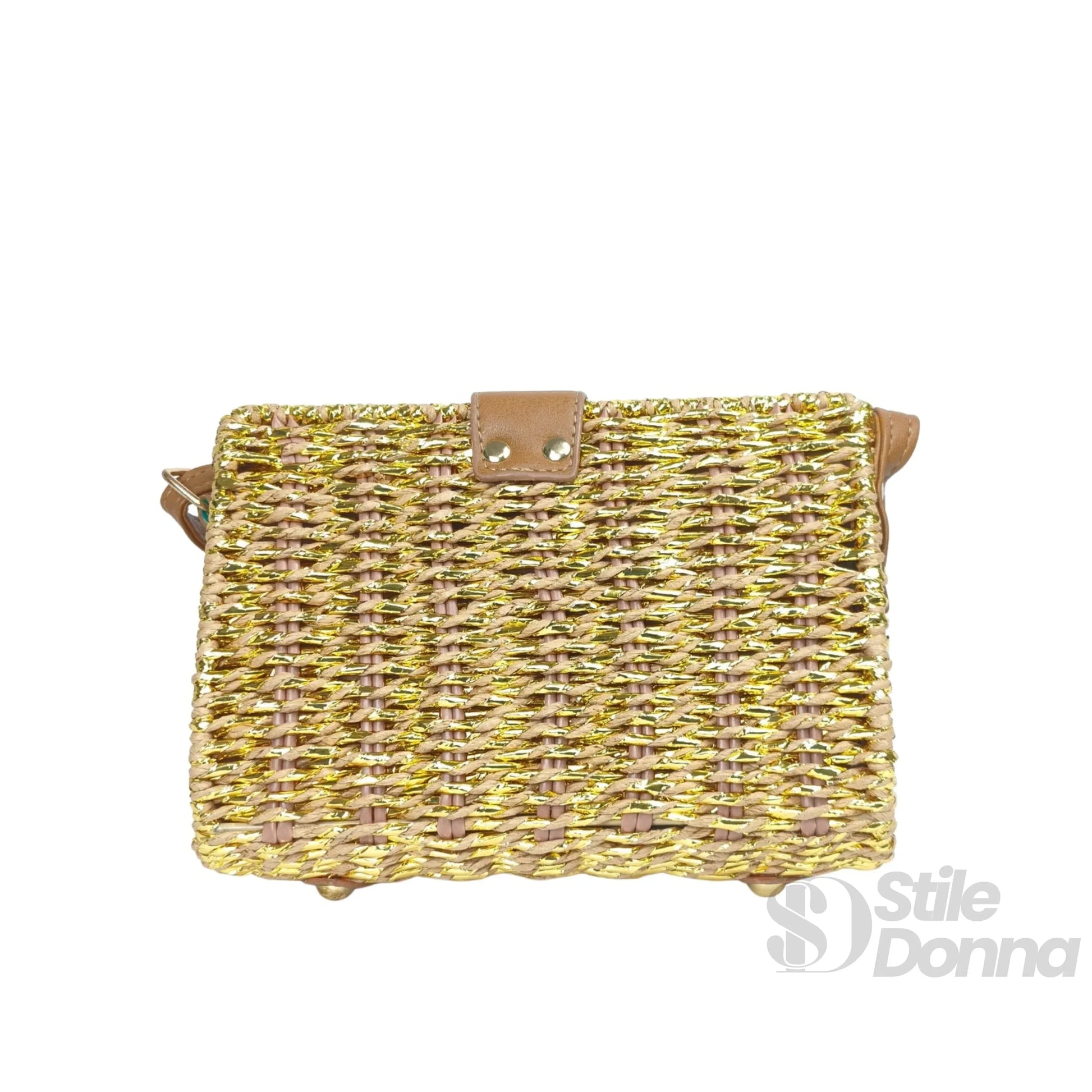 Stile Donna borsa a mano paglia naturale intrecciata donna – borsa indossata