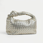 Borsa a Mano con Manico a Nodo Intrecciato in Ecopelle Argento e Oro - Stile Donna Bags