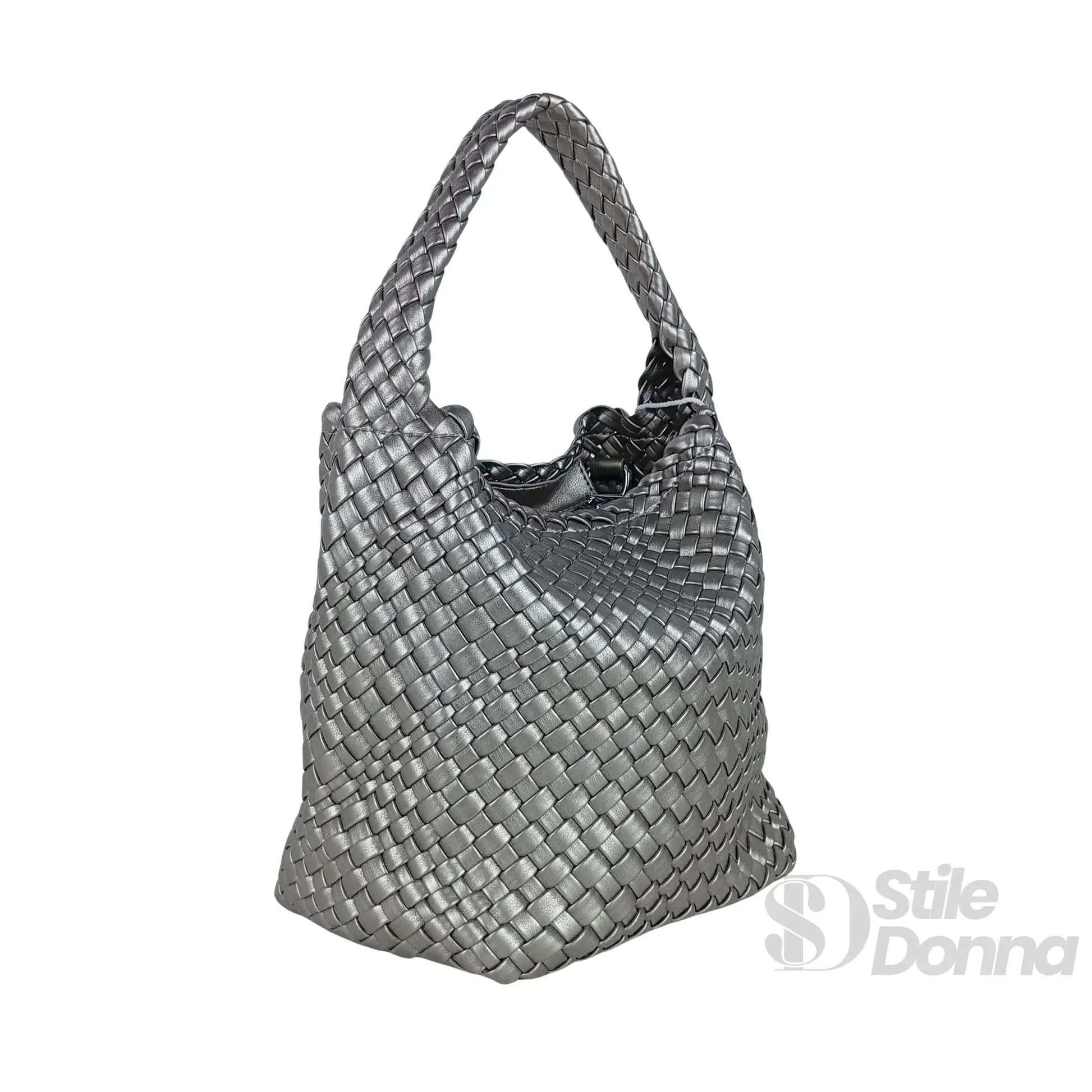 Stile Donna borsa a mano ecopelle intrecciata con tracolla – interno e tasche