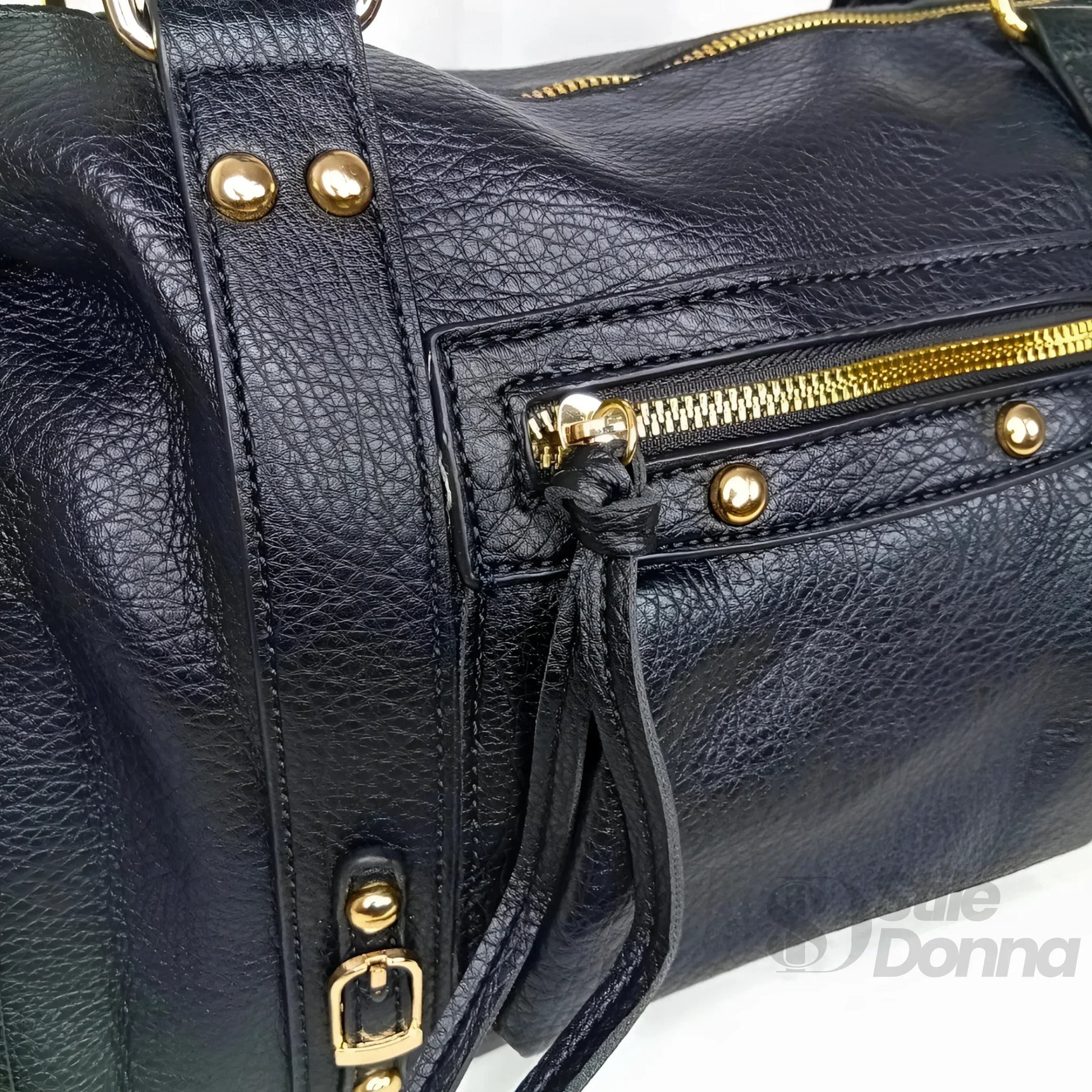 Borsa In Ecopelle Con Ferrure Dorata | Interno e tasche | ecopelle | Nero