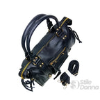 Borsa a Mano in Ecopelle Nera con Hardware Dorato - Stile Donna Bags