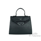 Borsa a Mano in Ecopelle con Dettagli in Metallo Argentato - Stile Donna Bags