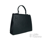 Borsa a Mano in Ecopelle con Dettagli in Metallo Argentato - Stile Donna Bags
