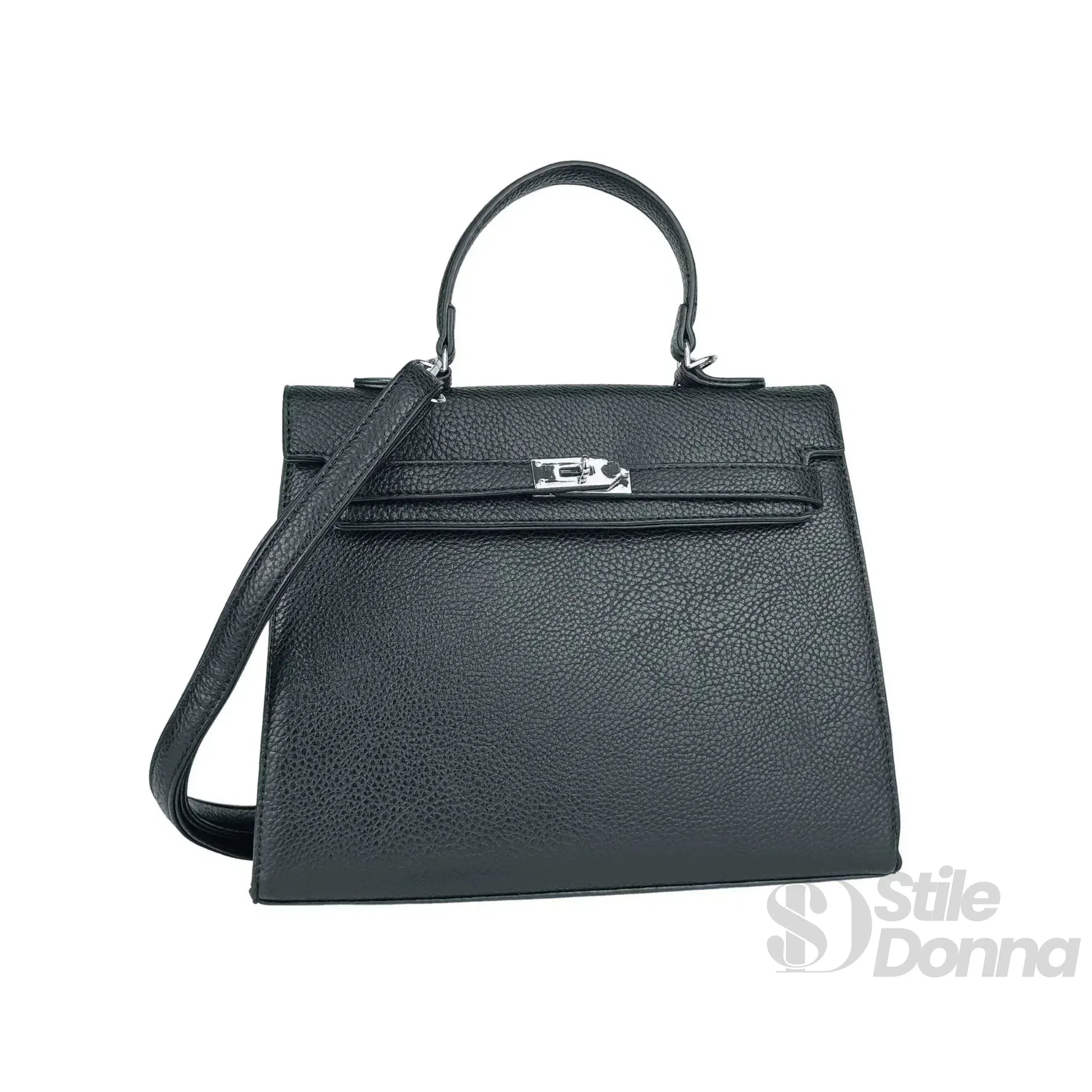 Stile Donna borsa a mano ecopelle gialla kelly con dettagli argentati – vista supplementare