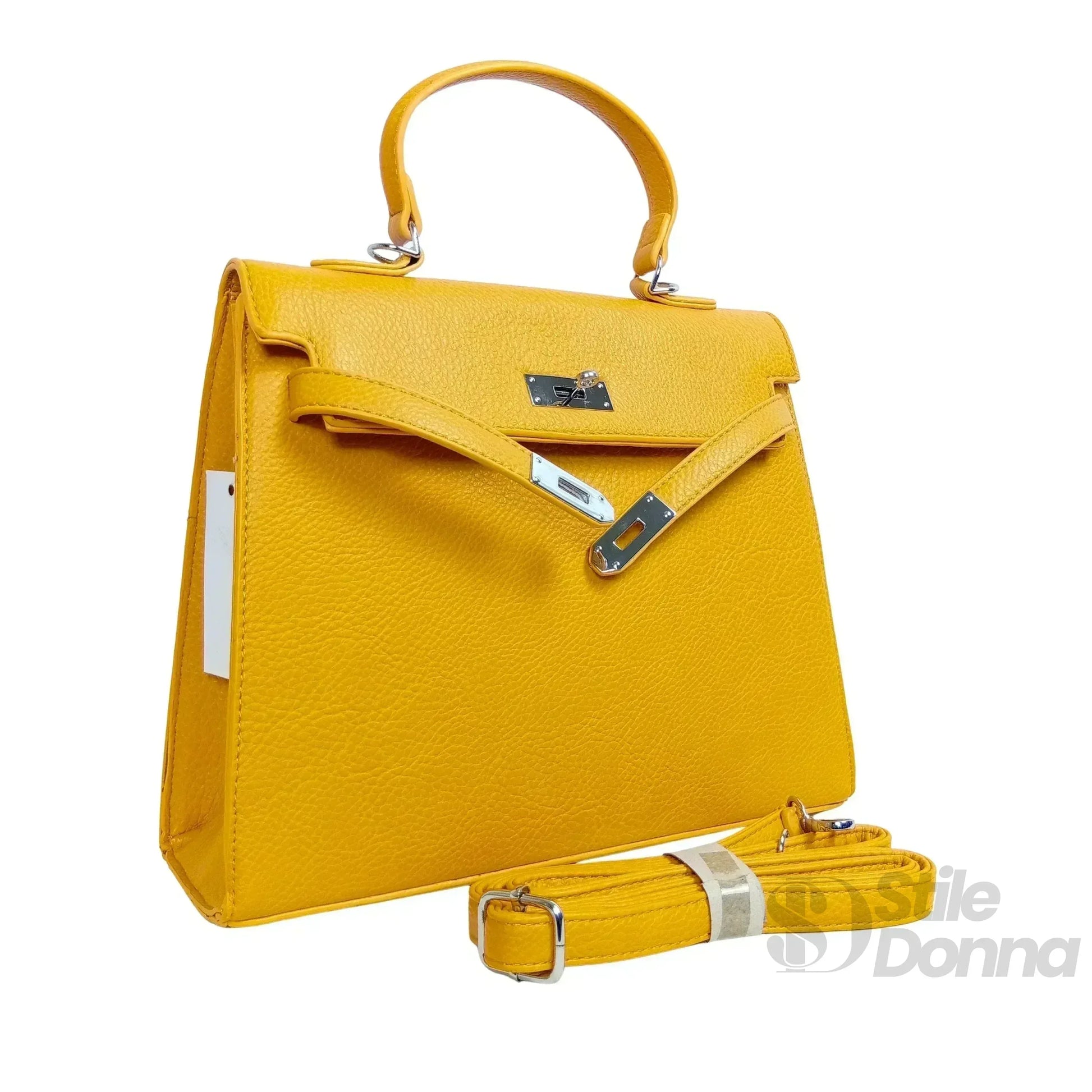 Stile Donna borsa a mano ecopelle gialla con dettagli argentati – vista supplementare 3