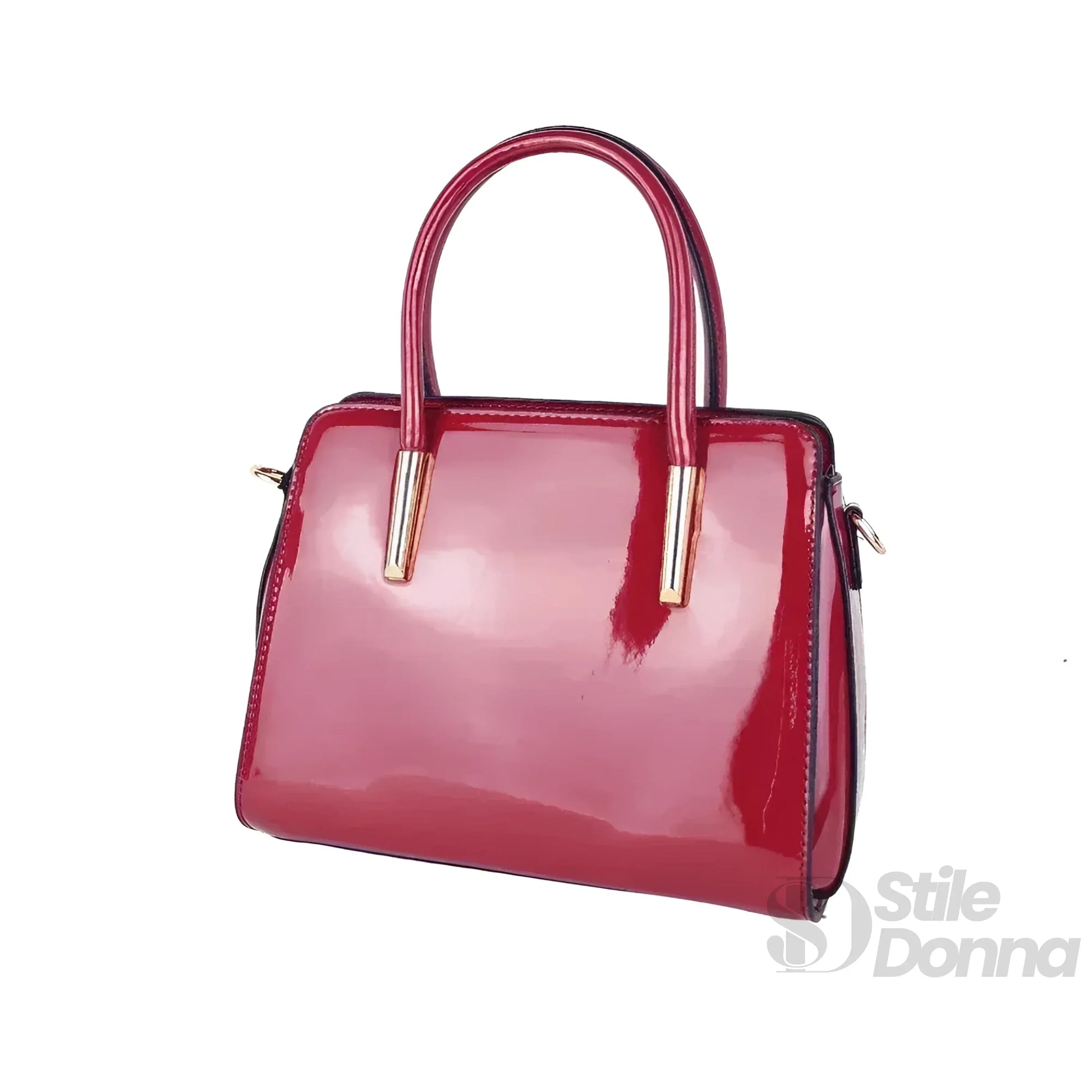 Stile Donna borsa a mano ecopelle verniciata lucida rossa – vista posteriore