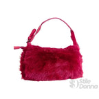 Borsa a Mano in Pelliccia Sintetica Fucsia con Manico e Chiusura Magnetica - Stile Donna Bags