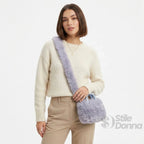 Borsa a Mano in Pelliccia Sintetica con Manico e Chiusura a Cerniera - Stile Donna Bags