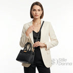 Borsa a Mano in Vera Pelle Made in Italy con Hardware Dorato - Stile Donna Bags