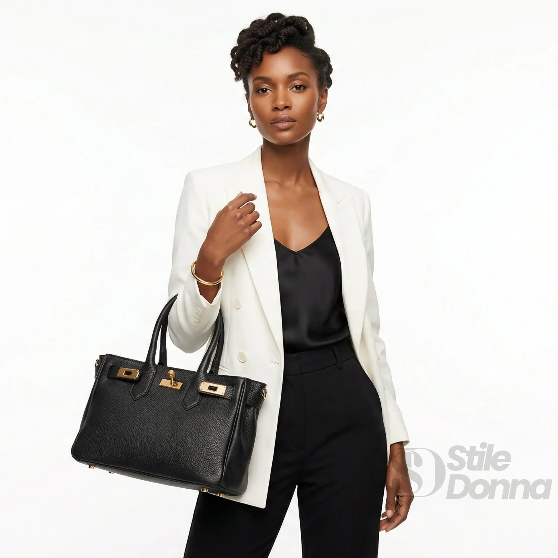 Stile Donna borsa a mano vera pelle made in Italy – interno e tasche