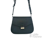 Borsa a Patta in Ecopelle Nera con Chiusura Argento - Stile Donna Bags