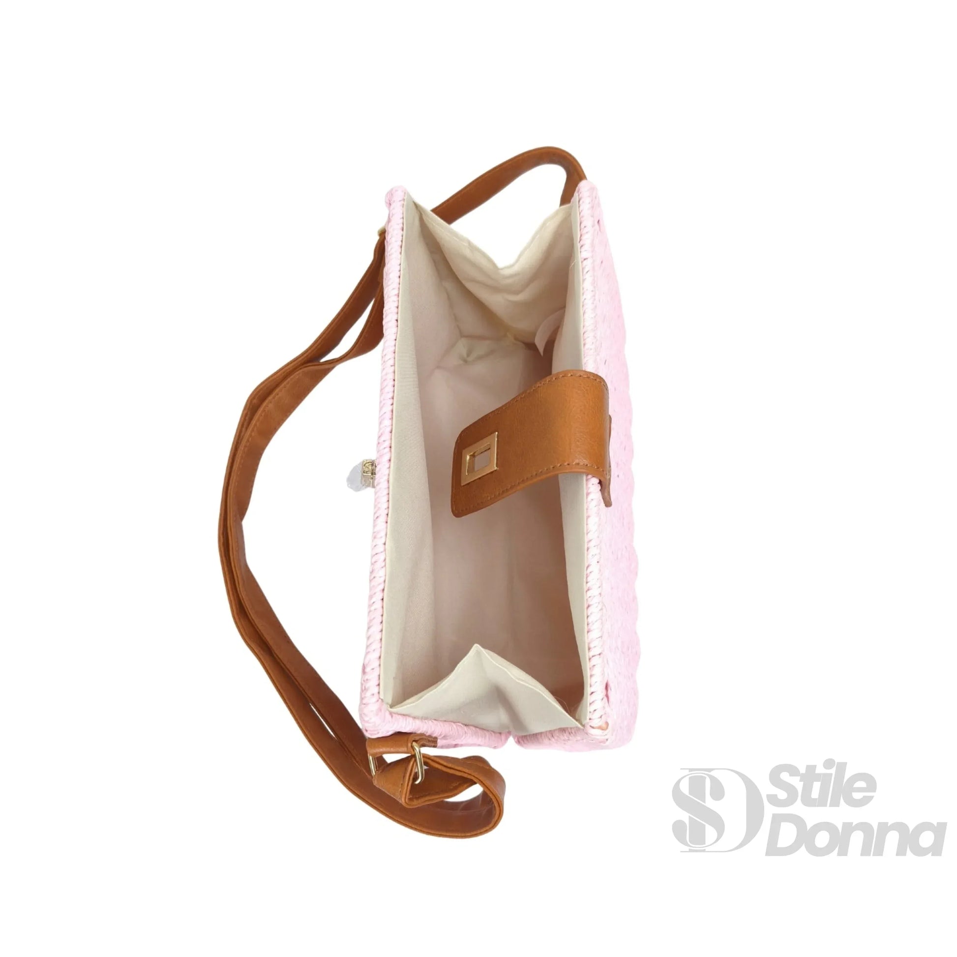Stile Donna borsa a spalla paglia intrecciata donna – borsa indossata