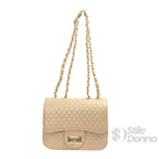 Borsa a Tracolla Beige con Catena Intrecciata in Ecopelle - Stile Donna Bags
