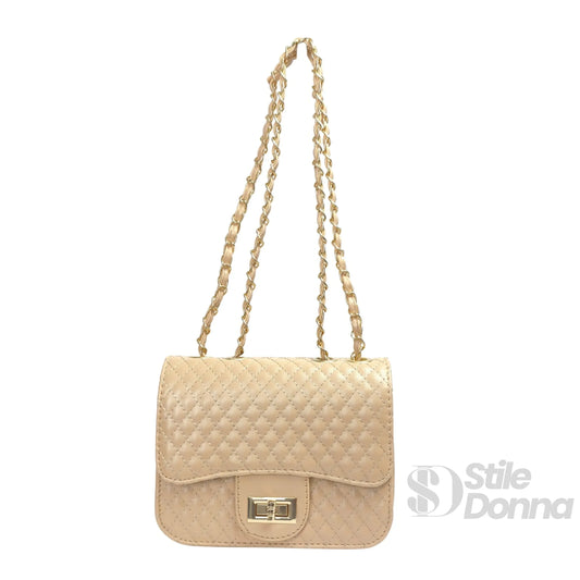 Stile Donna borsa a tracolla ecopelle catena intrecciata – dettaglio esterno