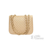 Borsa a Tracolla Beige con Catena Intrecciata in Ecopelle - Stile Donna Bags