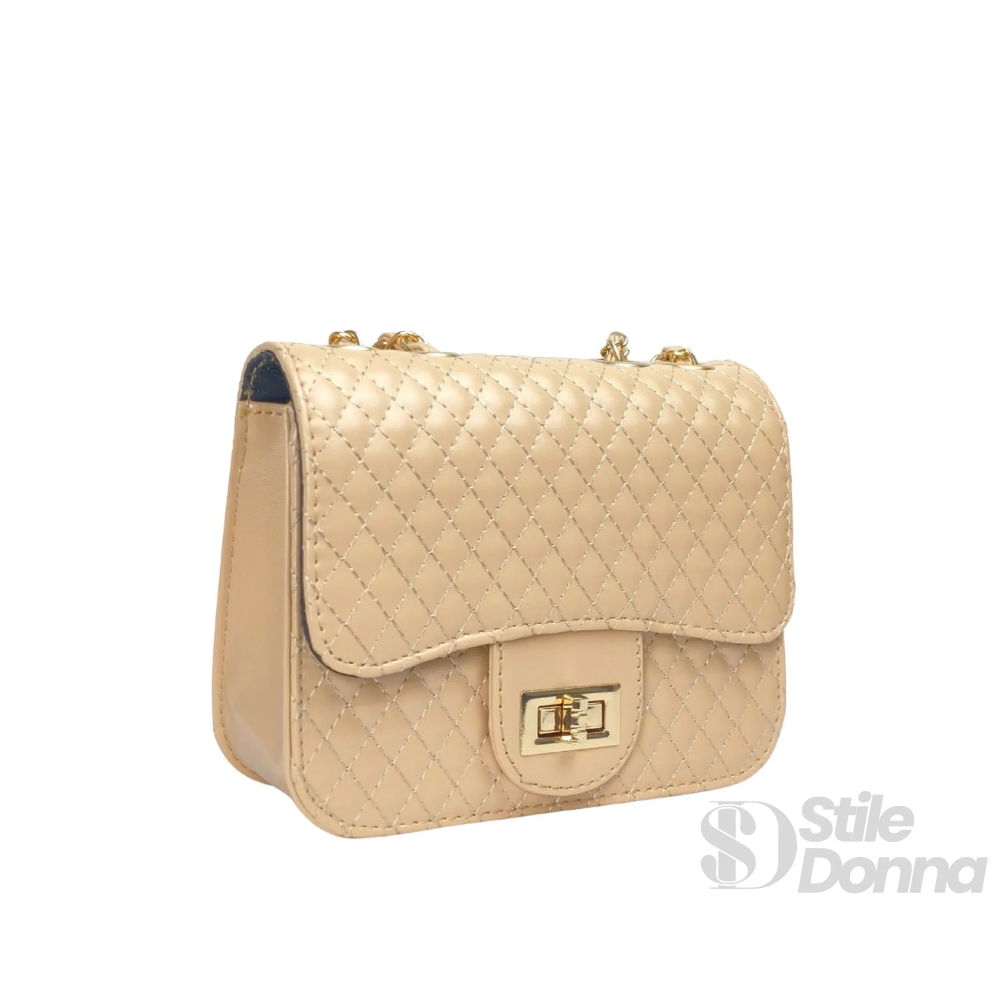 Stile Donna borsa a tracolla ecopelle catena intrecciata – interno e tasche