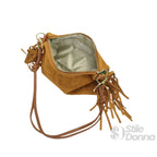 Borsa a Tracolla Camilla Boho in Pelle Scamosciata con Frange - Stile Donna Bags