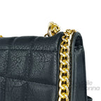 Borsa a Tracolla Nera Trapuntata in Ecopelle con Catena Dorata - Stile Donna Bags