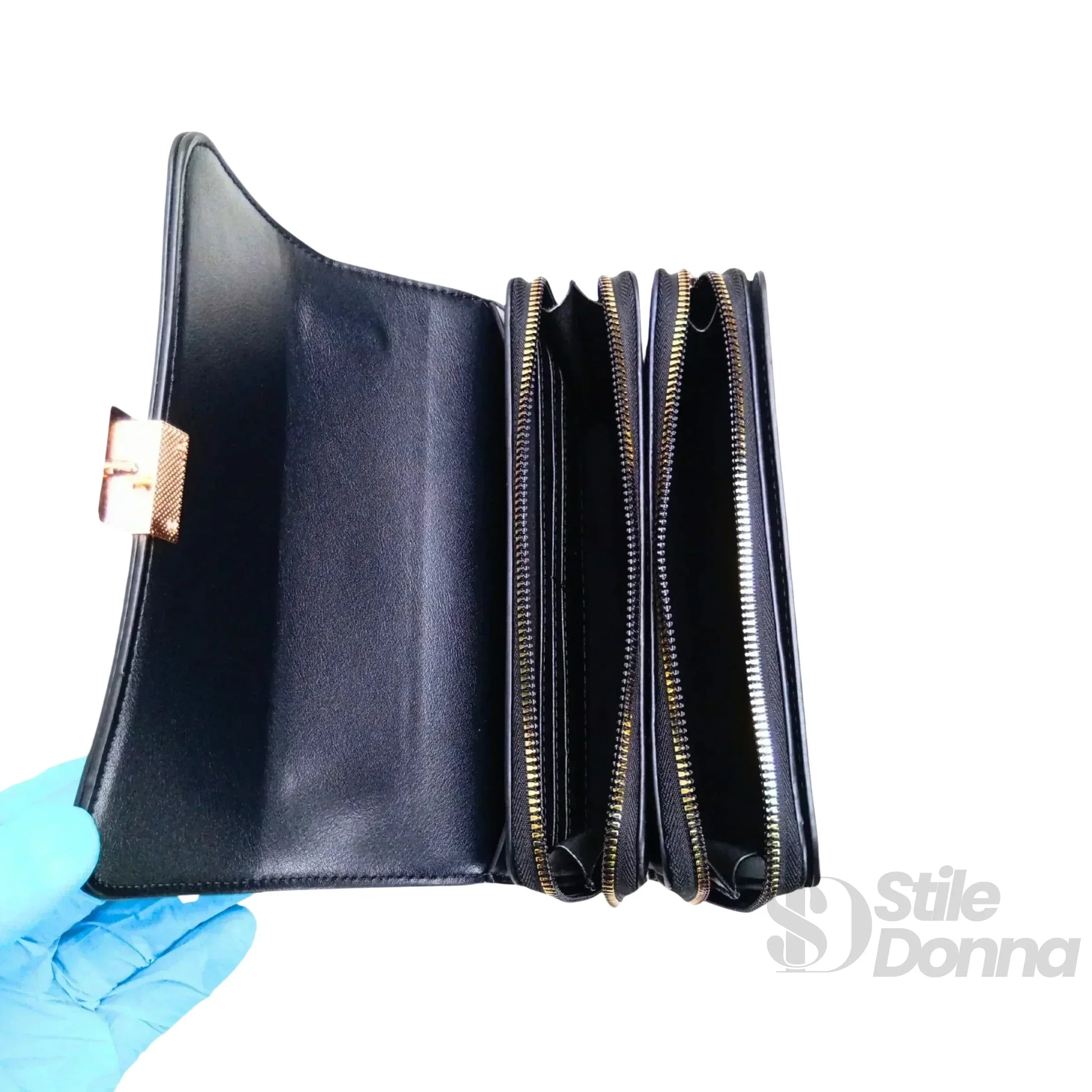 Stile Donna borsa a tracolla Vallo ecopelle nera donna – borsa indossata