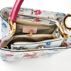 Borsa a Tracolla con Stampa Floreale in Vera Pelle Made in Italy - Stile Donna Bags