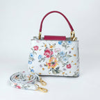 Borsa a Tracolla con Stampa Floreale in Vera Pelle Made in Italy - Stile Donna Bags