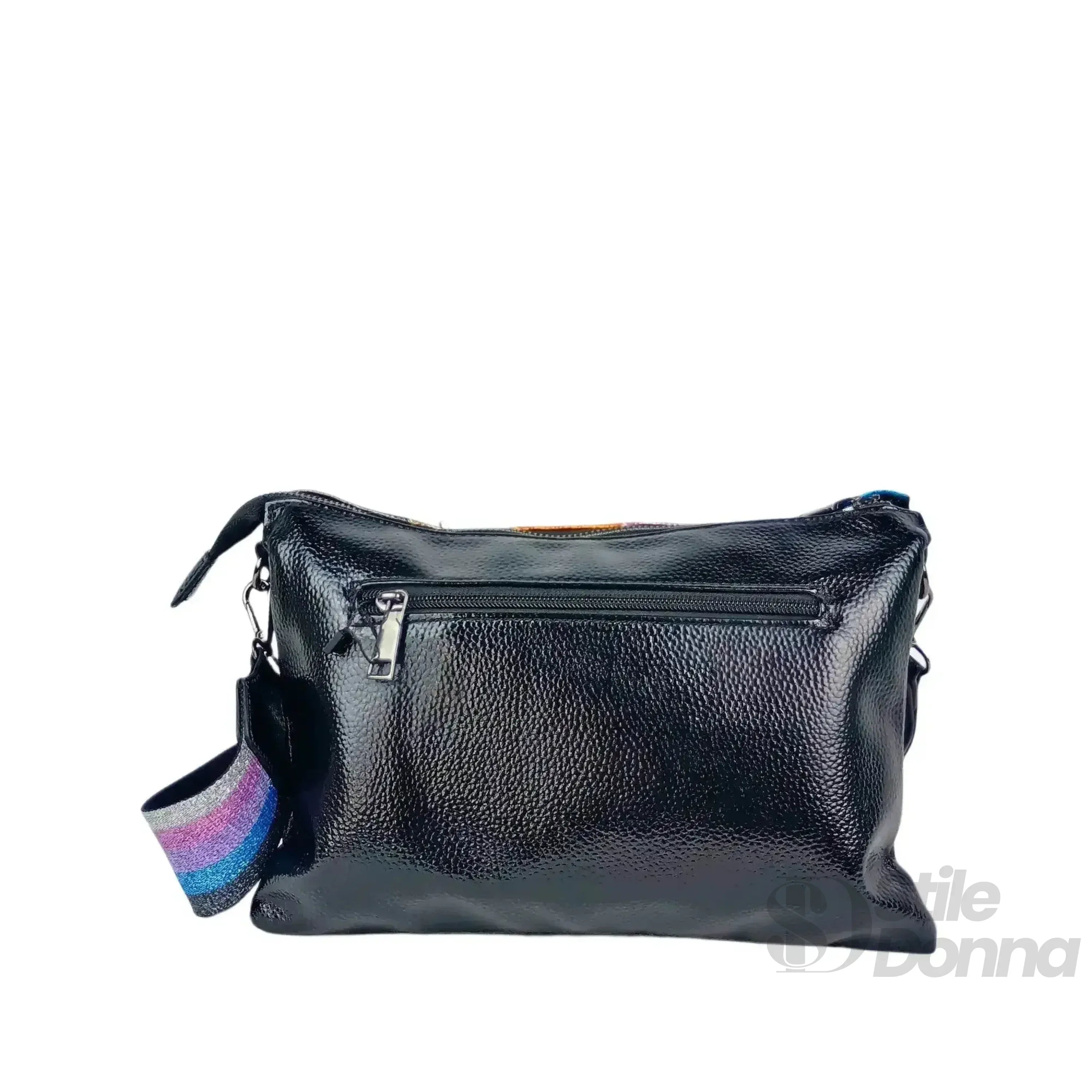 Stile Donna borsa a tracolla ecopelle arcobaleno metallizzata – dettaglio esterno
