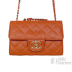 Borsa a Tracolla in Ecopelle Marrone con Catena Oro - Stile Donna Bags