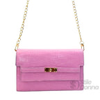 Borsa a Tracolla in Ecopelle Rosa con Struttura Coccodrillo - Stile Donna Bags
