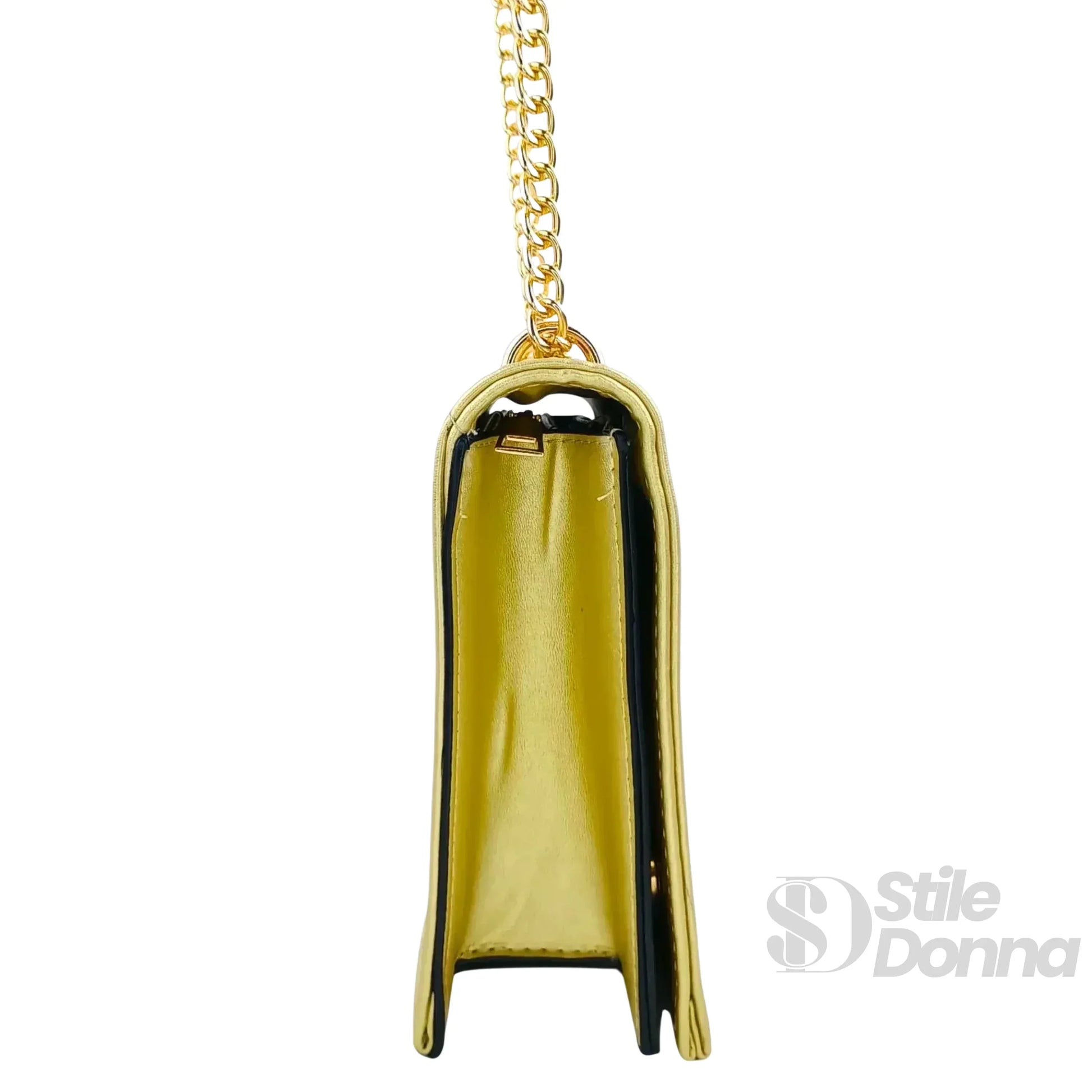 Stile Donna borsa a tracolla ecopelle con catena donna – borsa indossata